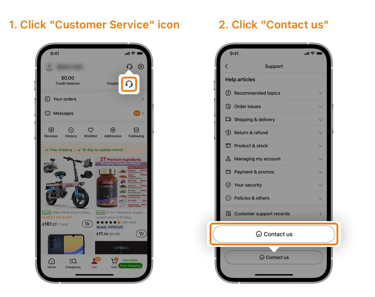 Betalingen en accountondersteuning